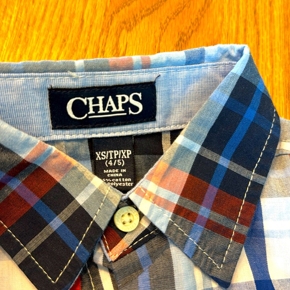 Chaps Boys Plaid Shirt - XS 4/5 - Picture 2 of 2